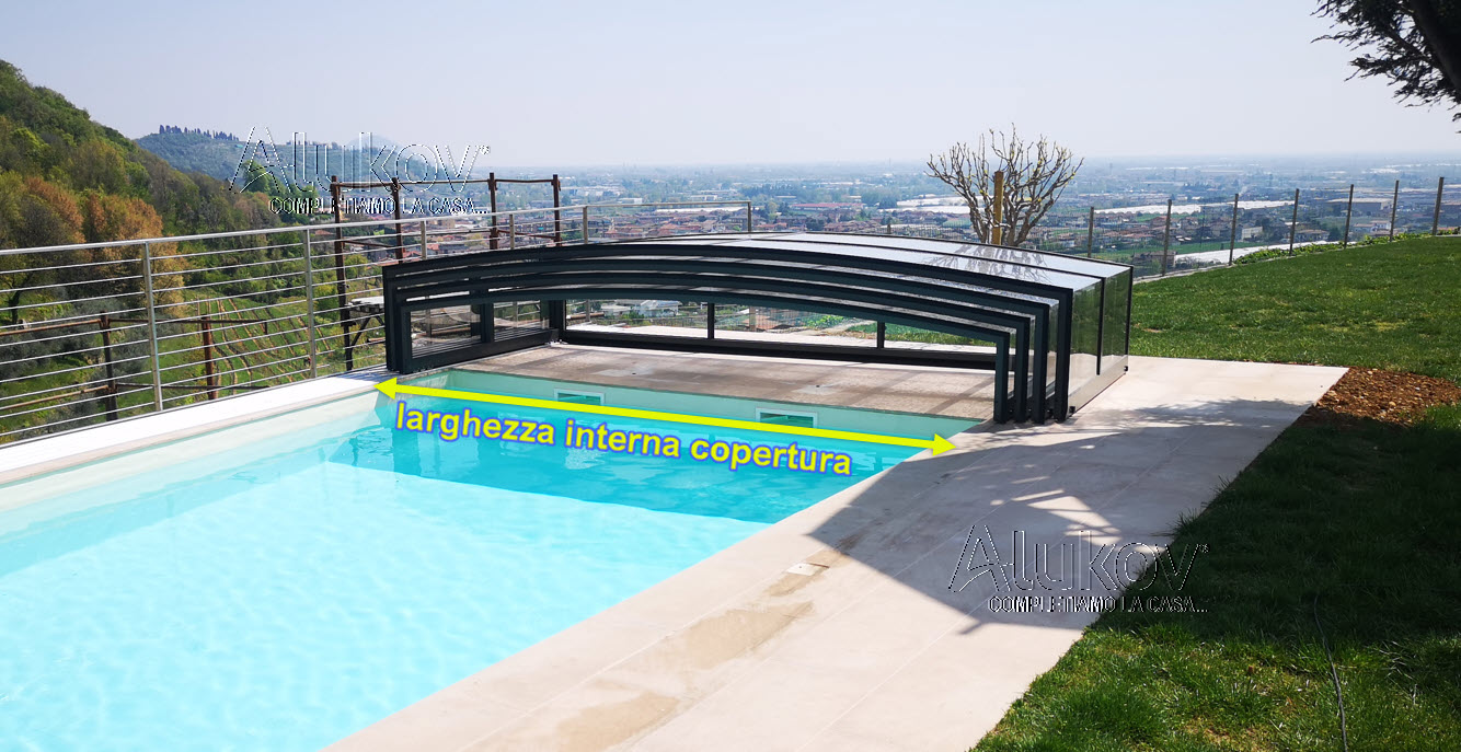 Copertura invernale 900x600 cm per piscine interrate con salsicciotti